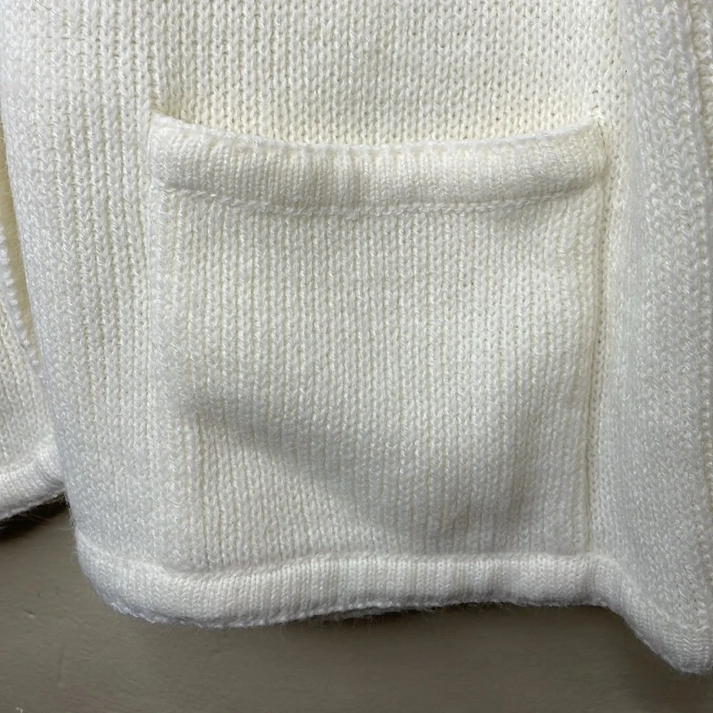 VINTAGE Crystal-Kobe Cardigan Sweater Cream Gold Decorative Buttons Classic Sm